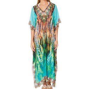 new RANEE'S CRYSTAL EMBELLSIHED KAFTAN KIMONO DRESS COVER UP beach resort cruise